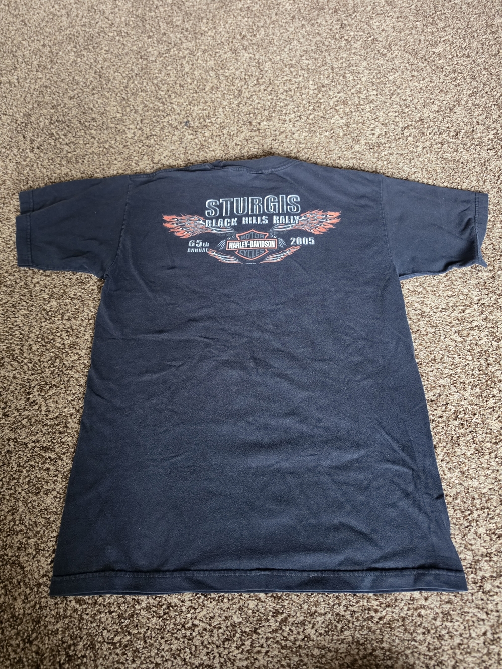 Harley-Davidson Sturgis Black Hills Rally 2005 Black Graphic T-Shirt Size L VTG